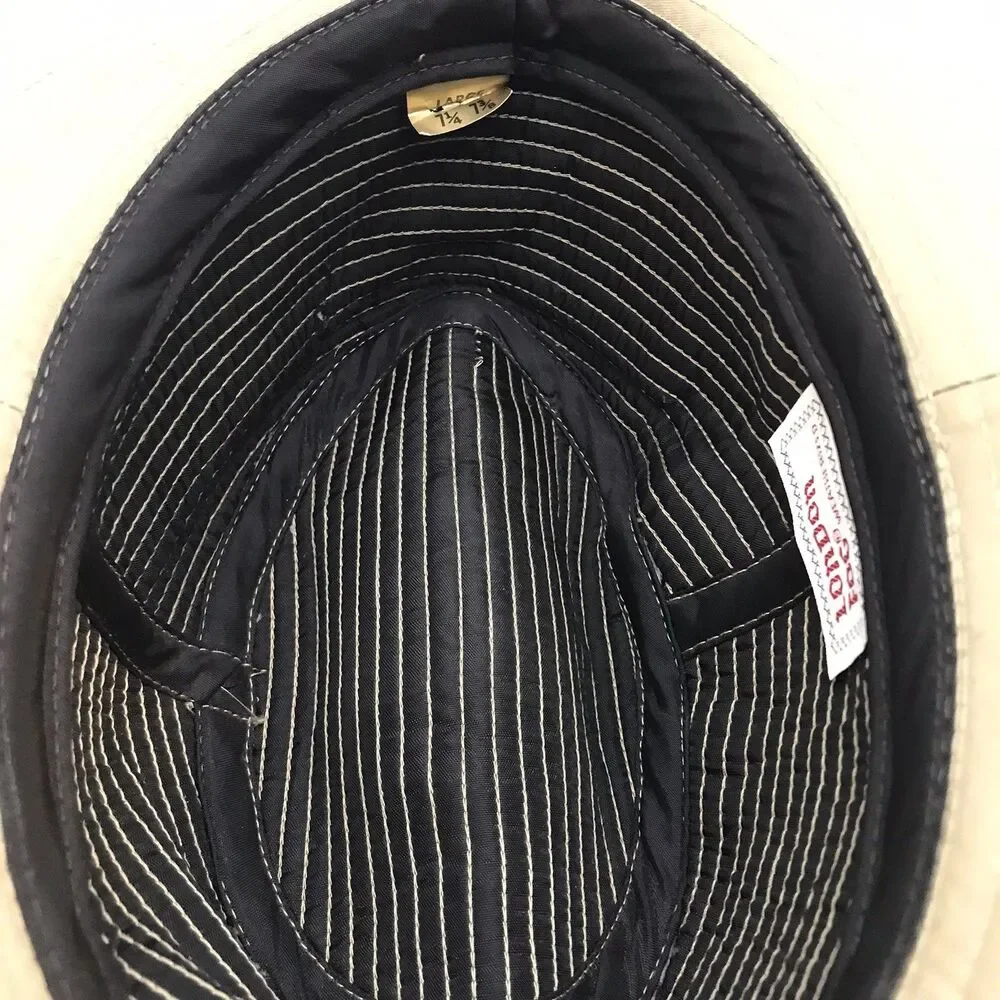London Fog Weatherized Quilted Hat Khaki Tan Men's Fitted Fedora Bucket Style